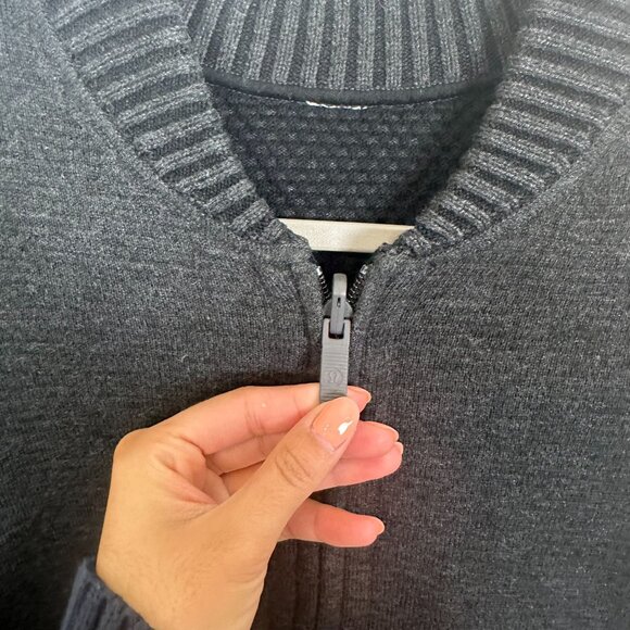 Lululemon All Around Full Zip Sweater 4 Black Merino Wool Blend Soft Knit Minima - Picture 4 of 8